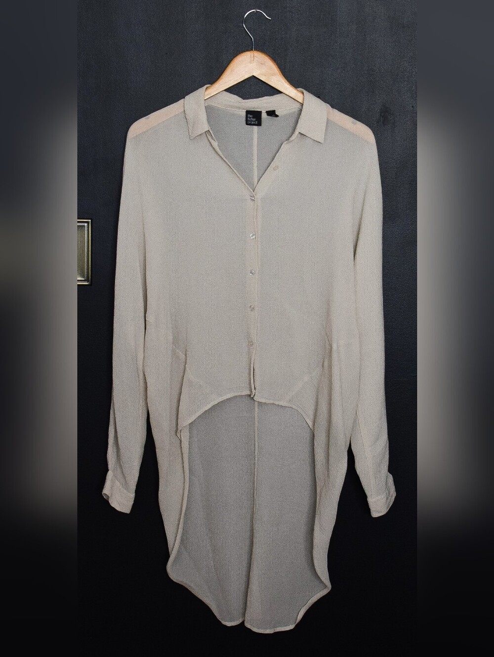 Eileen Fisher Button Front Silk Blouse Asymmetrical Cream Size XXS - Picture 3 of 7